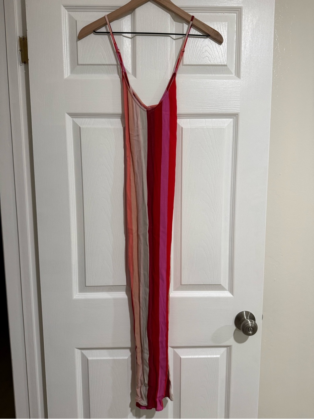 Striped Pink and Red Sheer Slip Dress
